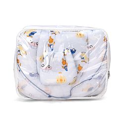 Babyhug Premium 100% Cotton Mattress Set with Mosquito Net & Pillow  Transport Print Blue| Soft Cushioned Bedding | 0-12 Months| New Born Essential| Easy Zipper Closure| Foldable & Travel-Friendly
