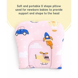 Babyhug Premium 100% Cotton Mattress Set with Mosquito Net & Pillow  Transport Print Blue| Soft Cushioned Bedding | 0-12 Months| New Born Essential| Easy Zipper Closure| Foldable & Travel-Friendly
