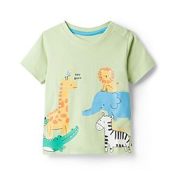 Babyhug  Cotton  Knit Half Sleeves T-Shirt with Dino Print - Multicolor