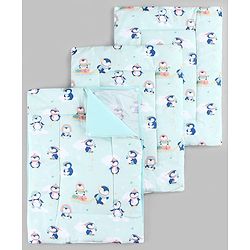 Babyhug Diaper Changing Mat Set of 3 with Removable Waterproof Dry Sheet Penguin Print -Green| Soft & Breathable| Absorbent Top Layer| Leakproof| Reusable| Quick Dry| Travel Friendly| Machine Washable