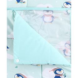 Babyhug Diaper Changing Mat Set of 3 with Removable Waterproof Dry Sheet Penguin Print -Green| Soft & Breathable| Absorbent Top Layer| Leakproof| Reusable| Quick Dry| Travel Friendly| Machine Washable