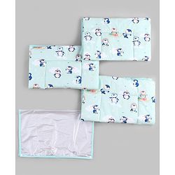 Babyhug Diaper Changing Mat Set of 3 with Removable Waterproof Dry Sheet Penguin Print -Green| Soft & Breathable| Absorbent Top Layer| Leakproof| Reusable| Quick Dry| Travel Friendly| Machine Washable