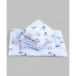 Babyhug Diaper Changing Mat Set of 3 with Removable Waterproof Dry Sheet Penguin Print -Green| Soft & Breathable| Absorbent Top Layer| Leakproof| Reusable| Quick Dry| Travel Friendly| Machine Washable