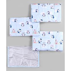 Babyhug Diaper Changing Mat Set of 3 with Removable Waterproof Dry Sheet Penguin Print -Green| Soft & Breathable| Absorbent Top Layer| Leakproof| Reusable| Quick Dry| Travel Friendly| Machine Washable