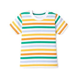 Babyhug Cotton Knit Half Sleeves T-Shirts with Animal & Striped Print Pack of 3 - Blue Turquoise & White
