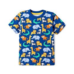 Babyhug Cotton Knit Half Sleeves T-Shirts with Animal & Striped Print Pack of 3 - Blue Turquoise & White