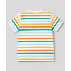 Babyhug Cotton Knit Half Sleeves T-Shirts with Animal & Striped Print Pack of 3 - Blue Turquoise & White