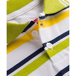 Babyhug Cotton Knit Polo T-Shirt Striped with Graphics Multi Color 6-9 Months