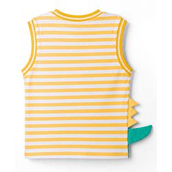 Babyhug Cotton Knit Sleeveless Striped T-Shirt with Graphic Print Multi Color 9-12 Months