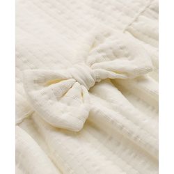 Babyhug 100% Cotton Single Jersey Knit Half Sleeves Top & Shorts With Floral Embroidery & Bow Applique - White