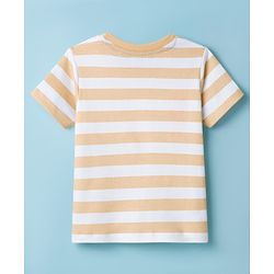 Babyhug Cotton Knit T-Shirt Striped with Graphics Multi Color 6-9 Months