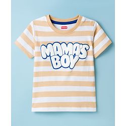 Babyhug Cotton Knit T-Shirt Striped with Graphics Multi Color 6-9 Months