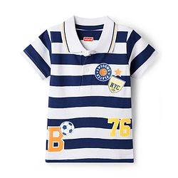 Babyhug Cotton Knit Polo T-Shirt Striped with Graphics Multi Color 6-9 Months
