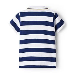 Babyhug Cotton Knit Polo T-Shirt Striped with Graphics Multi Color 6-9 Months