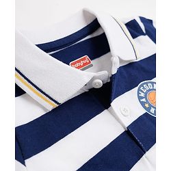 Babyhug Cotton Knit Polo T-Shirt Striped with Graphics Multi Color 6-9 Months