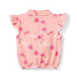 Babyhug Cotton Woven Half Sleeves Top & Shorts Co-Ord Set With Floral Print - Coral