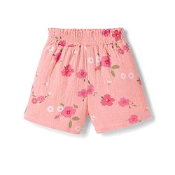 Babyhug Cotton Woven Half Sleeves Top & Shorts Co-Ord Set With Floral Print - Coral
