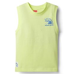 Babyhug Cotton Knit Sleeveless Tank T-Shirt with Beach Theme Print - Light Green
