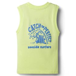 Babyhug Cotton Knit Sleeveless Tank T-Shirt with Beach Theme Print - Light Green