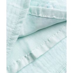 Babyhug Cotton woven Half Flutter Sleeves Floral Embroidered Top & Shorts Set - Sea Green
