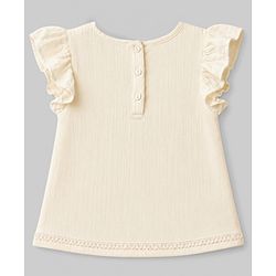 Babyhug Cotton Woven Half Frill Sleeves Floral Embroidered Top & Shorts Set - OffWhite