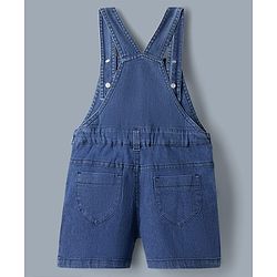 Babyhug 100% Cotton Single Jersey Denim Dungaree & Knit Fruits Printed Half Sleeves T-Shirt -White