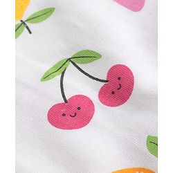 Babyhug 100% Cotton Single Jersey Denim Dungaree & Knit Fruits Printed Half Sleeves T-Shirt -White