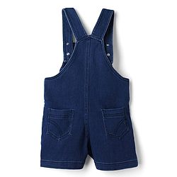 Babyhug 100% Cotton Single Jersey Knit Strawberry Embroidered Dungaree With Half Sleeves Inner Tee - Red & Blue