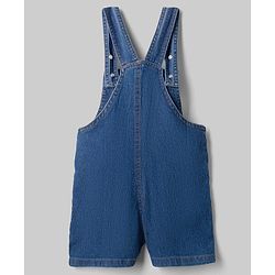 Babyhug 100% Cotton Single Jersey Knit Denim Half Sleeves Polka Dot Printed Tee With Duck Patch Dungaree - White & Navy