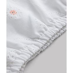 Babyhug Cotton Woven Half Sleeves Top & Shorts Set With Floral Applique - White & Peach