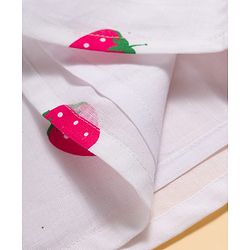 Babyhug Cotton Woven Sleeveless Top & Denim Shorts Set with Strawberry Print - White & Blue