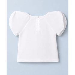 Babyhug Cotton Woven Half Sleeves Solid Top & Skirt With Bow Applique - White & Black