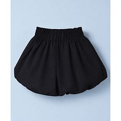 Babyhug Cotton Woven Half Sleeves Solid Top & Skirt With Bow Applique - White & Black