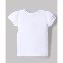 Babyhug Single Jersey Knit Denim Dungarees and Half Sleeves Tee with Floral Embroidery & Bow Applique in White
