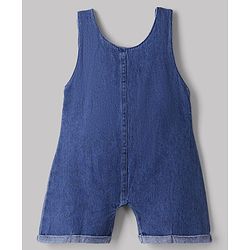 Babyhug Single Jersey Knit Denim Dungarees and Half Sleeves Tee with Floral Embroidery & Bow Applique in White