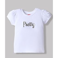 Babyhug Single Jersey Knit Denim Dungarees and Half Sleeves Tee with Floral Embroidery & Bow Applique in White