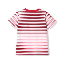 Babyhug Cotton Knit T-Shirt Striped Henley Half Sleeves with Graphics Multi Color 6-9 Months