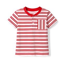 Babyhug Cotton Knit T-Shirt Striped Henley Half Sleeves with Graphics Multi Color 6-9 Months