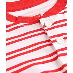 Babyhug Cotton Knit T-Shirt Striped Henley Half Sleeves with Graphics Multi Color 6-9 Months
