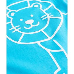 Babyhug Cotton Knit Half Sleeves T-Shirt with Lion Print - Light Blue