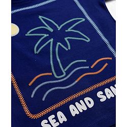 Babyhug Cotton Knit Half Sleeves T-Shirt With Beach Theme Print - Multicolor