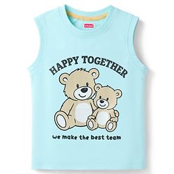 Babyhug Cotton Knit Sleeveless T-Shirt with Graphic Print Multi Color 6-9 Months