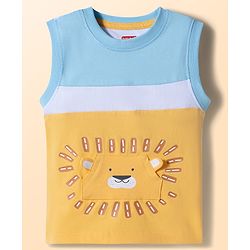 Babyhug Cotton Knit T-Shirt Sleeveless with Graphic Print Multi Color 12-18 Months