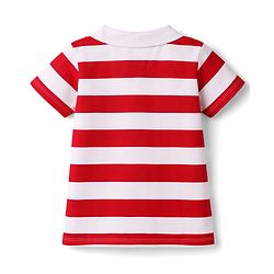Babyhug Cotton Knit Polo T-Shirt Striped with Graphics Multi Color 12-18 Months