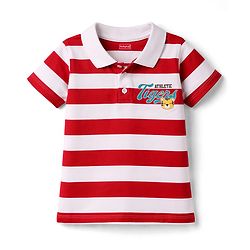 Babyhug Cotton Knit Polo T-Shirt Striped with Graphics Multi Color 12-18 Months