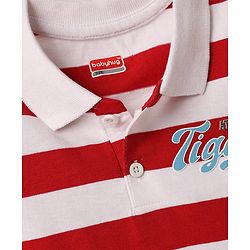 Babyhug Cotton Knit Polo T-Shirt Striped with Graphics Multi Color 12-18 Months