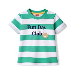 Babyhug Cotton Knit T-Shirts Half Sleeves Striped with Graphics Multi Color 6-9 Months
