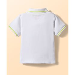 Babyhug Cotton Knit Half Sleeves Polo T-Shirt with Beach Theme Print - White