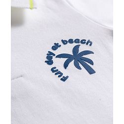 Babyhug Cotton Knit Half Sleeves Polo T-Shirt with Beach Theme Print - White