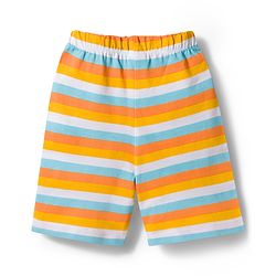 Babyhug 100% Cotton Knit Full Sleeves Animal Printed Pyjama & Half Sleeves Striped Shorts Night Suit Pack Of 2 - Multicolour